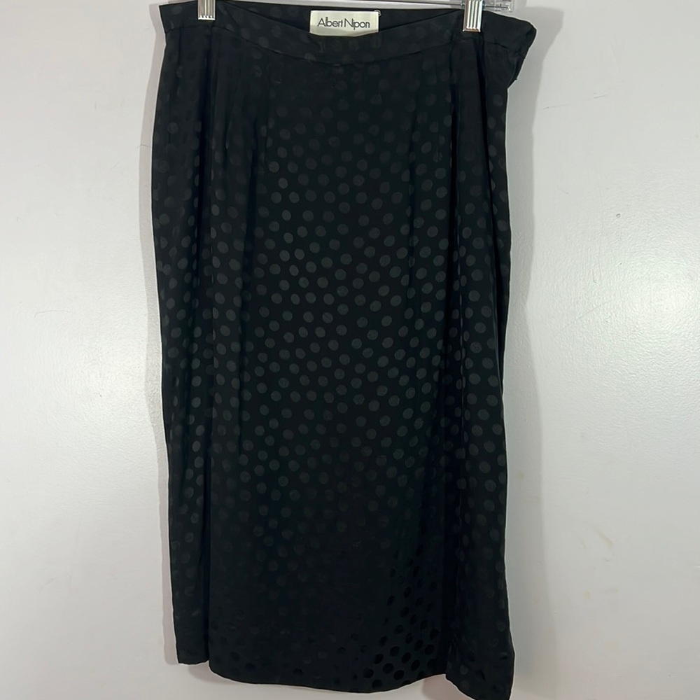 Vintage Albert Nipon silk, lined black skirt,, 12